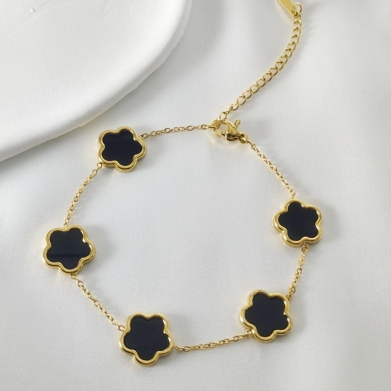 Elegant Minimalist Commute Flower 304 Stainless Steel Bracelets In Bulk