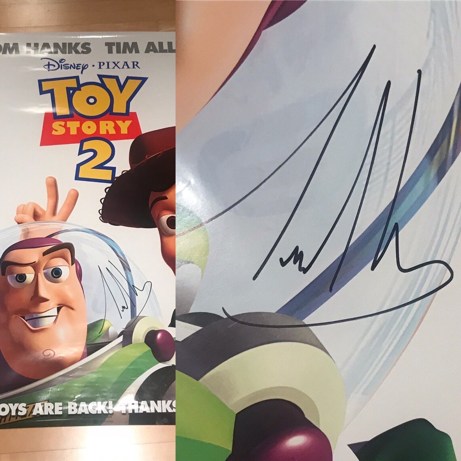 * TIM ALLEN * signed full size 24x36 movie poster * TOY STORY 2 * BUZZ * COA * 1