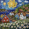 Colored Houses-14CT Stamped Cross Stitch 40*40cm/15.75*15.75in tapestrymarket