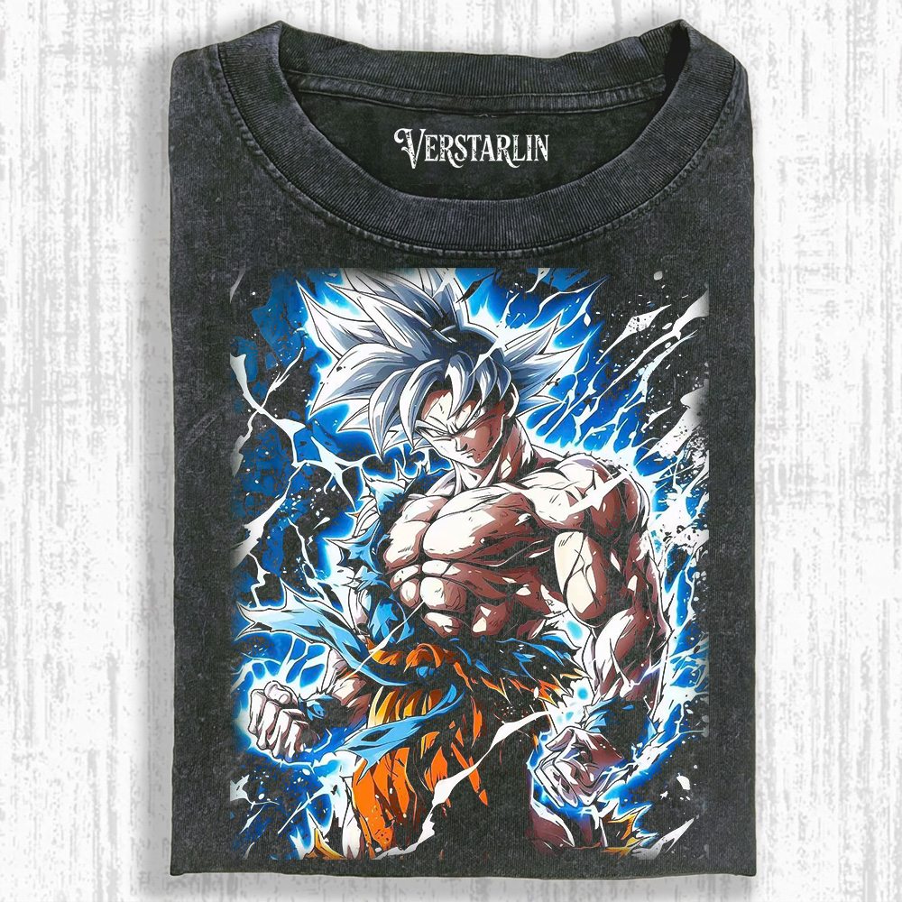 Vintage Washed Goku Ultra Instinct Graphic T-Shirt - Dragon Ball Z Streetwear Tee