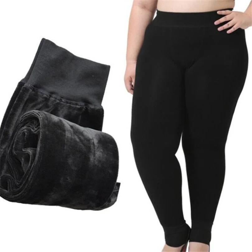 CUHAKCI Pants Winter Legging Women Velvet Leggins Black Keep Thick Warm High Waist Trousers