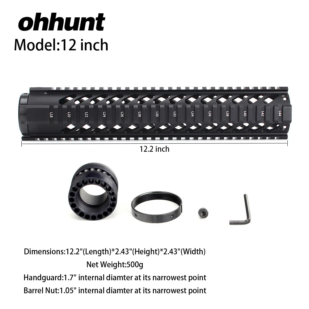 ohhunt ® Free Float Quad Rail Handguard AR15 / M4