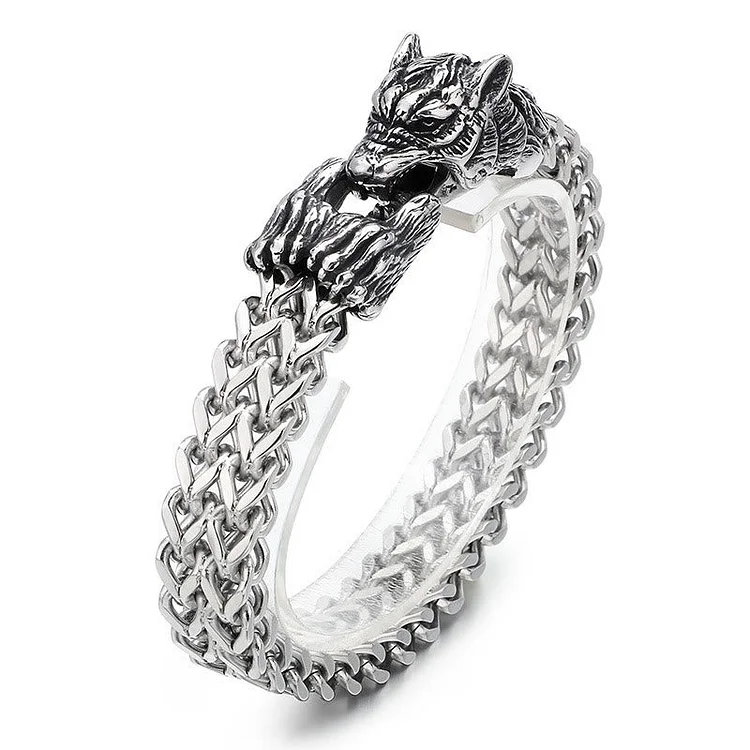 Coutureaura Wolf Head Stainless Steel Bracelet