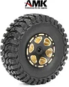 AMK RC Car Wheels Tires and 1.0in Brass Wheel Hub for 1/18 TRX4M 1/24 Axial SCX24 Bronco/JLU/Deadbolt/Gladiator FMS RC Crawler Upgrade Parts