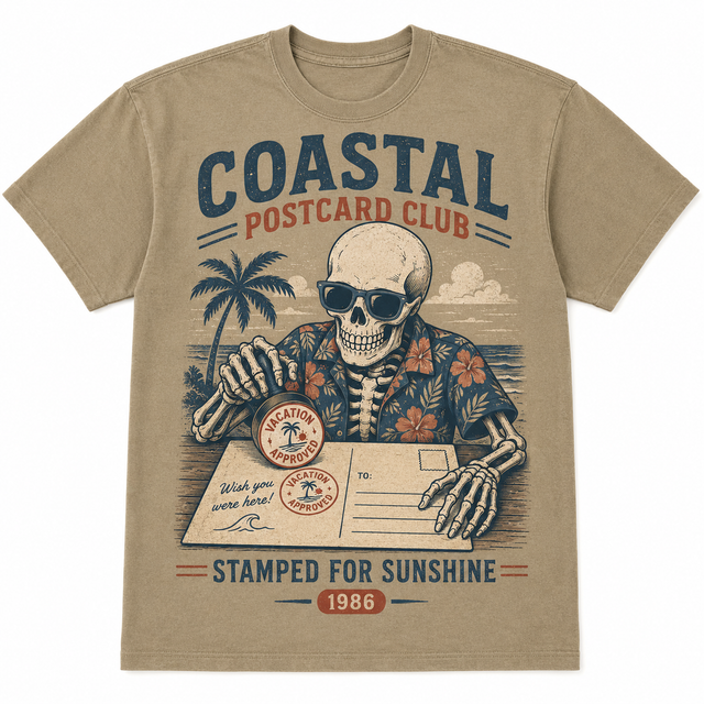 Surf Coastal Postcard Cotton T-Shirt