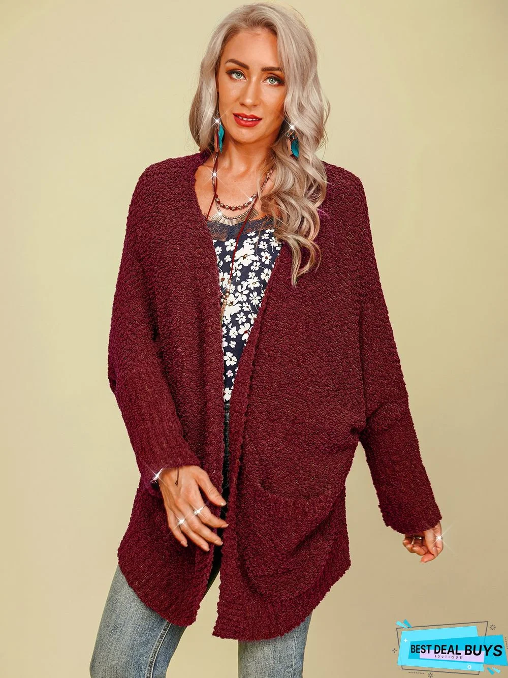 plain long sleeve Cardigan
