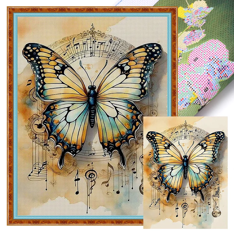 Music Butterfly (40*55cm) 11CT Stamped Cross Stitch gbfke