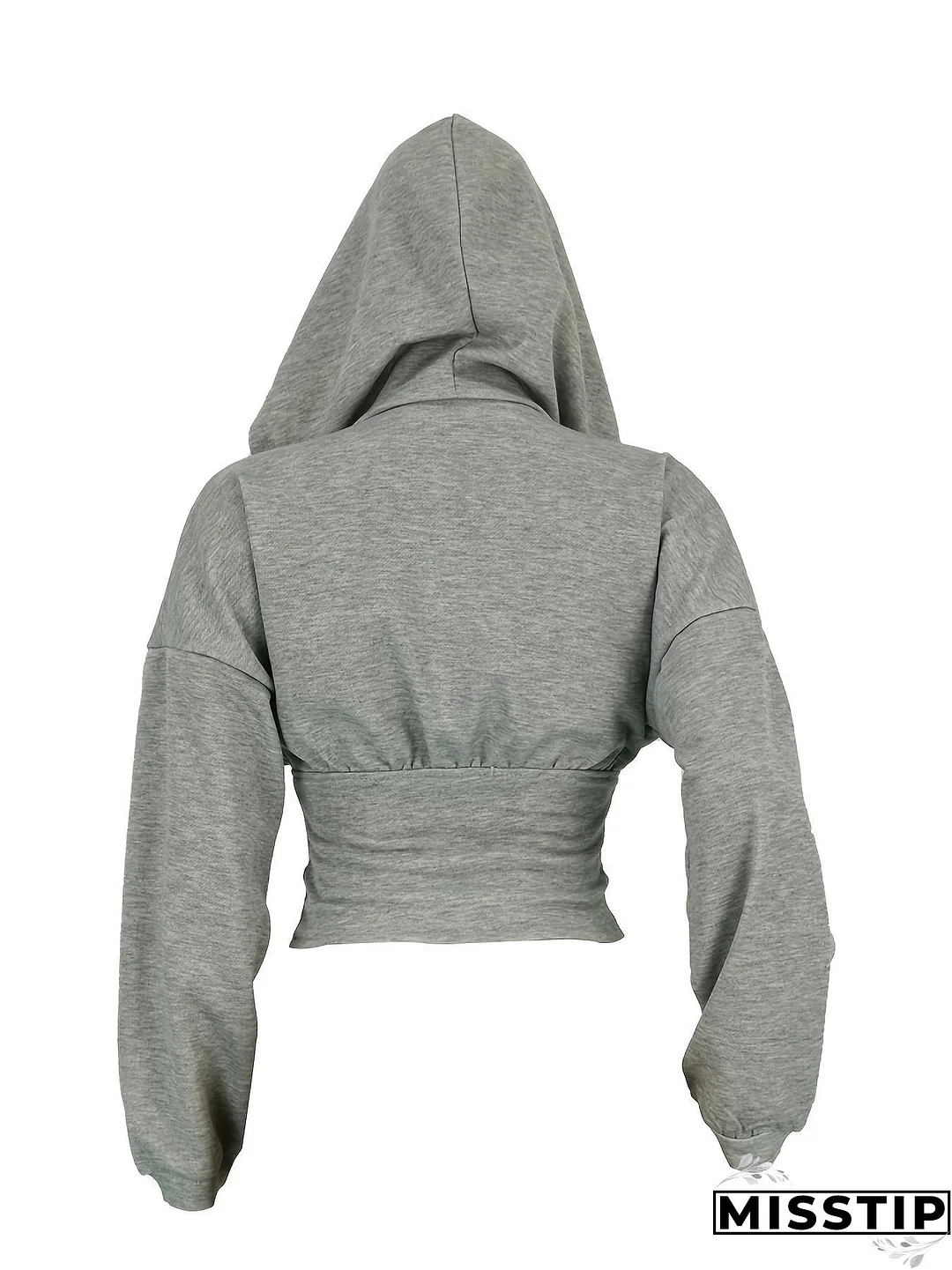 Zip Up Crop Hoodie, Long Sleeve Hoodies Sweatshirt, Casual Tops For Fall & Winter, Women's Clothing