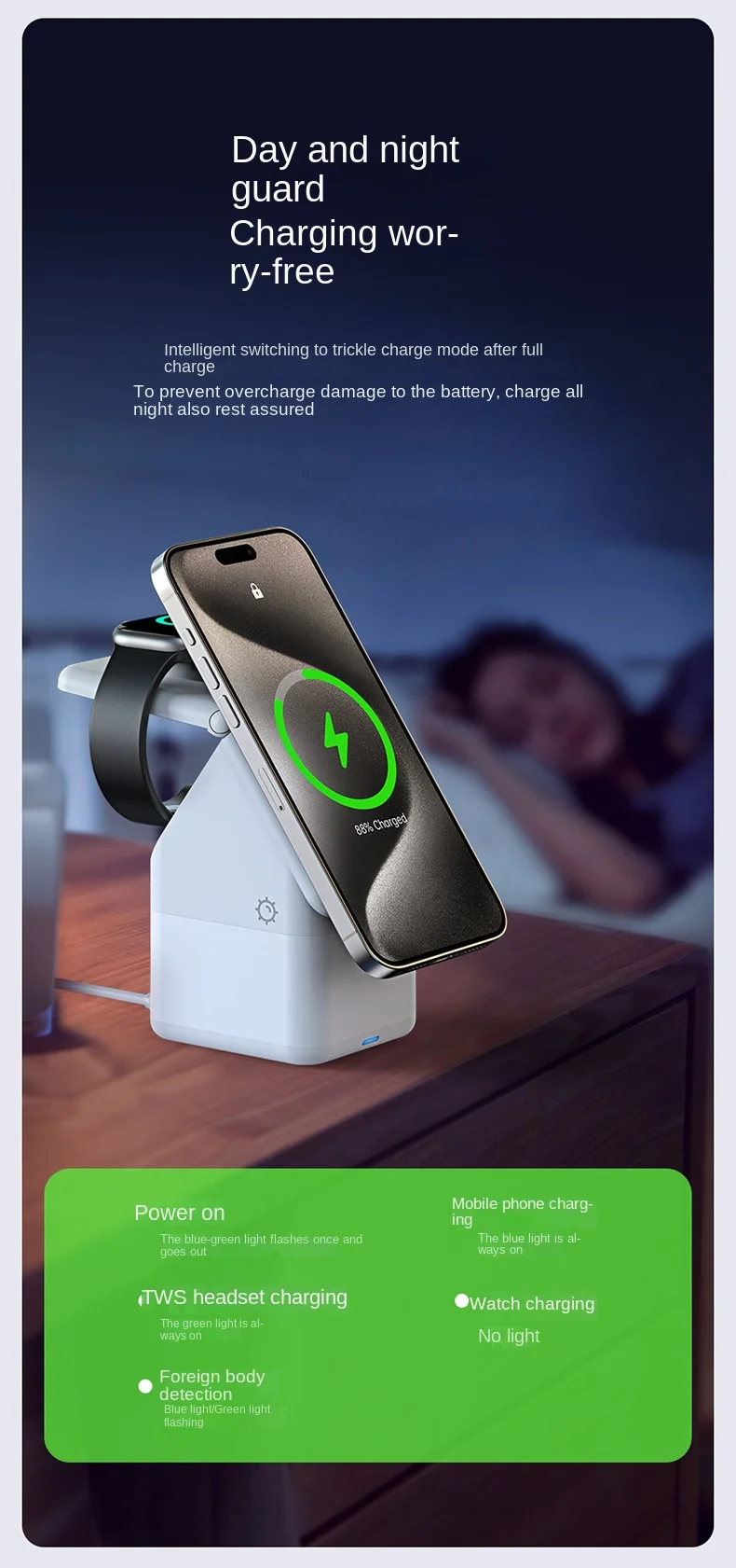 4 in 1 Magnetic Radio House Creative Gift Apple Watch Earphones Wireless Charger