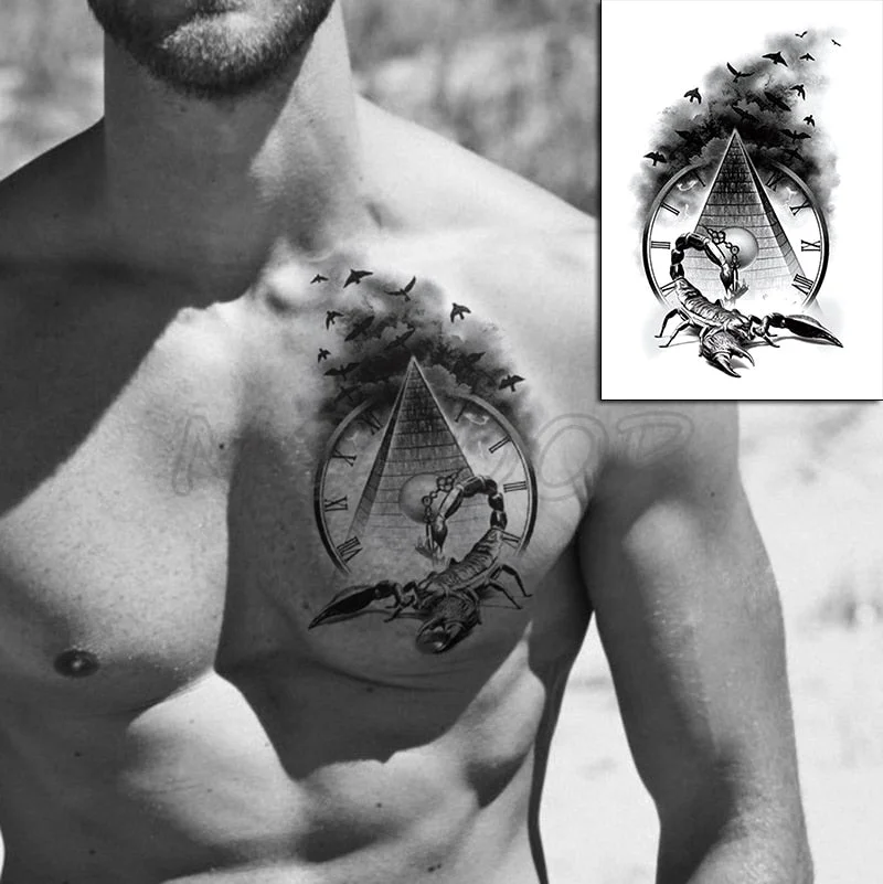 Temporary Tattoo Stickers Rudder Anchor Ocean Waves Fake Tatto Waterproof Tatoo Back Leg Arm Belly Big Size for Women Men Girl