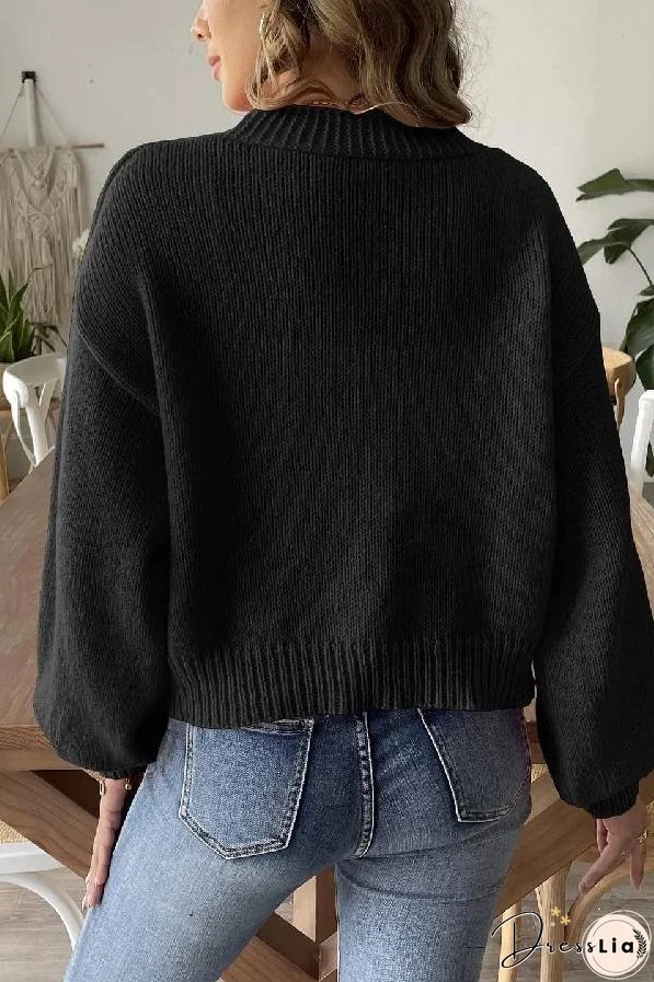 Fashion Trend Lantern Sleeve Simple Casual Coat