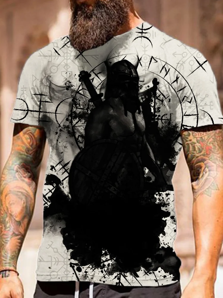 BrosWear Men's Viking Warrior & Vegvisir Short Sleeve T Shirt