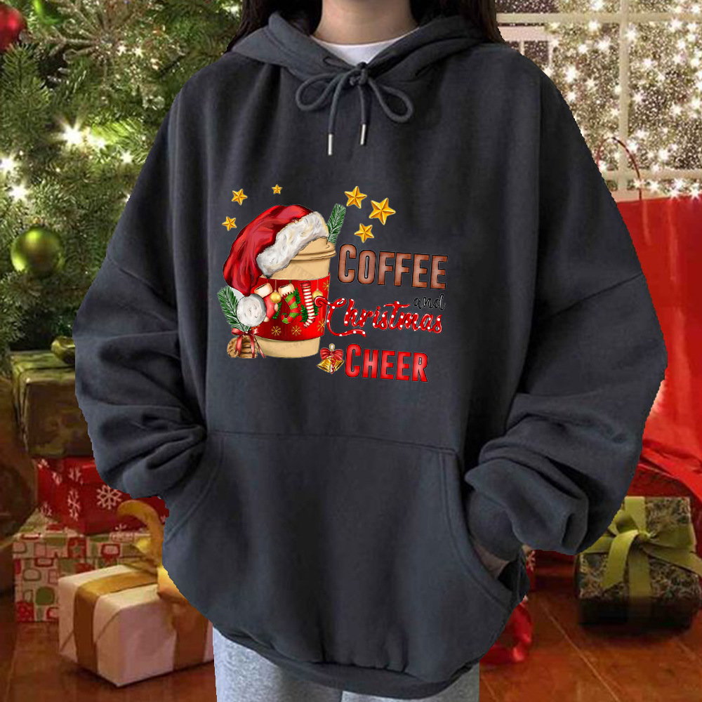 Women's Christmas Coffee Print Hoodie