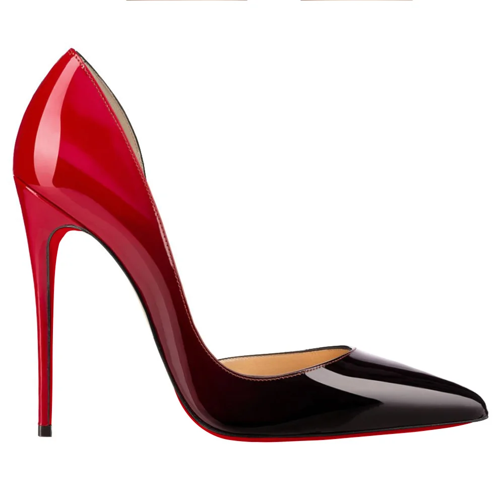 120mm Women's Classic Pumps Patent Closed Pointed Toe Bridal Wedding Party Red Bottom-MERUMOTE