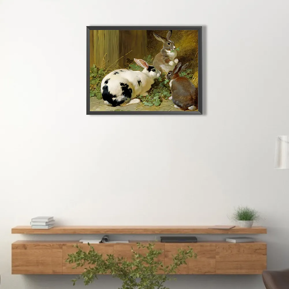 Full Round Diamond Painting 40*30cm - Rabbit Nest