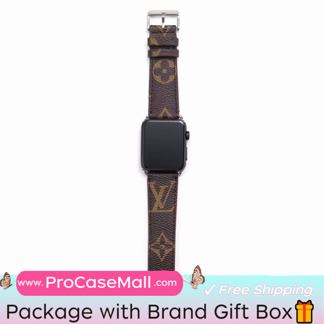 Classic LV Monogram Leather Checkerboard Canvas Apple Watch Strap