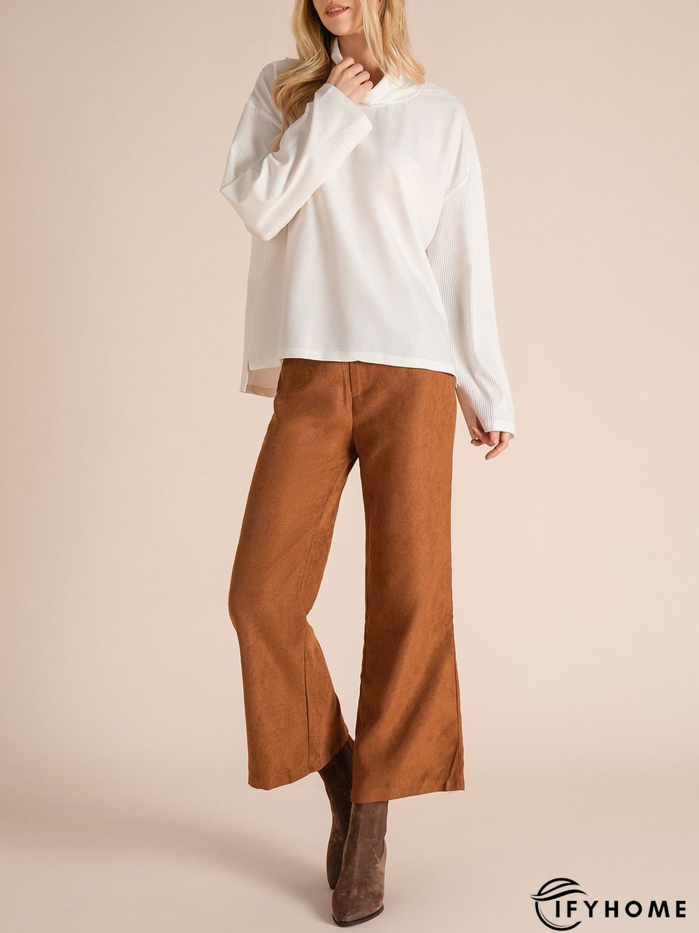 Women Casual Top Tunic Cowl Neck Sweater | IFYHOME