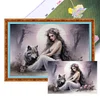 Beauty And The Wolf-11CT Stamped Cross Stitch 60*40cm/23.62*15.75in (Big Size)
