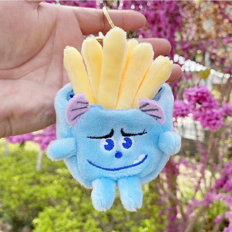 3 Pieces Cute Novelty Toast Hamburger Hot Dog Pp Cotton Plush Unisex Bag Pendant Keychain