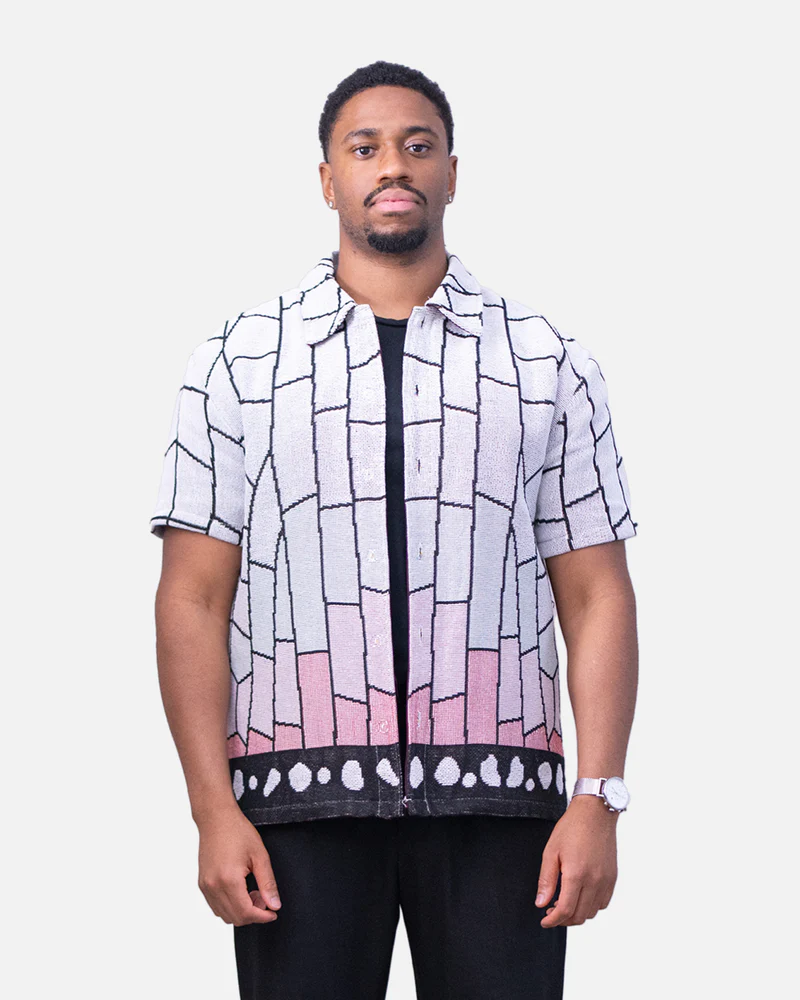 INSECT BREATHING TAPESTRY BUTTON-UP SHIRT