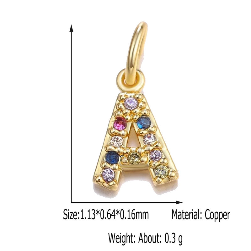 1 Piece Copper Zircon Letter Pendant Jewelry Accessories