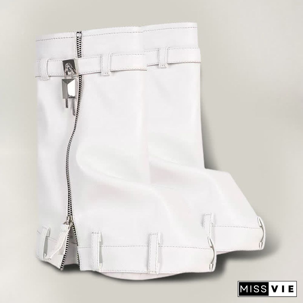 Fashion Fold Over Zipper PU Platform Boots