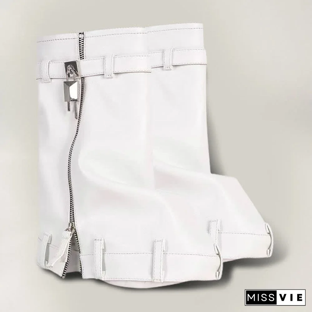 Fashion Fold Over Zipper PU Platform Boots