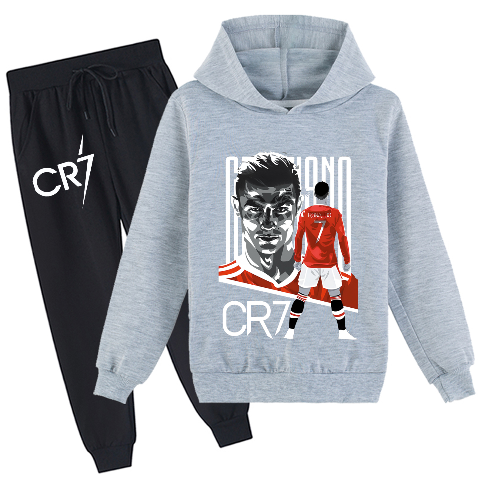 Mayoulove Cristiano Ronaldo Hoodie Set for Kids - Stylish Sweatshirt Outfit for Boys & Girls - Perfect Gift for Fans-Mayoulove