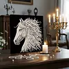 Peinture de perles de cheval maison avec cadre en bois 30x30 cm art en perles
