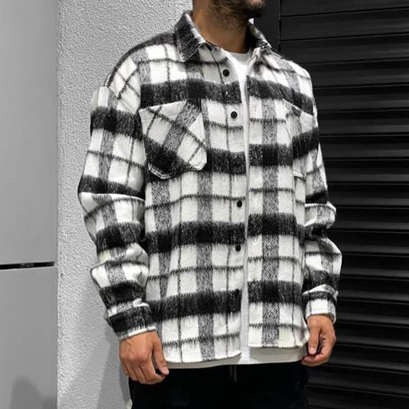 Fashionable Individual Checkered Casual Men's Jacket