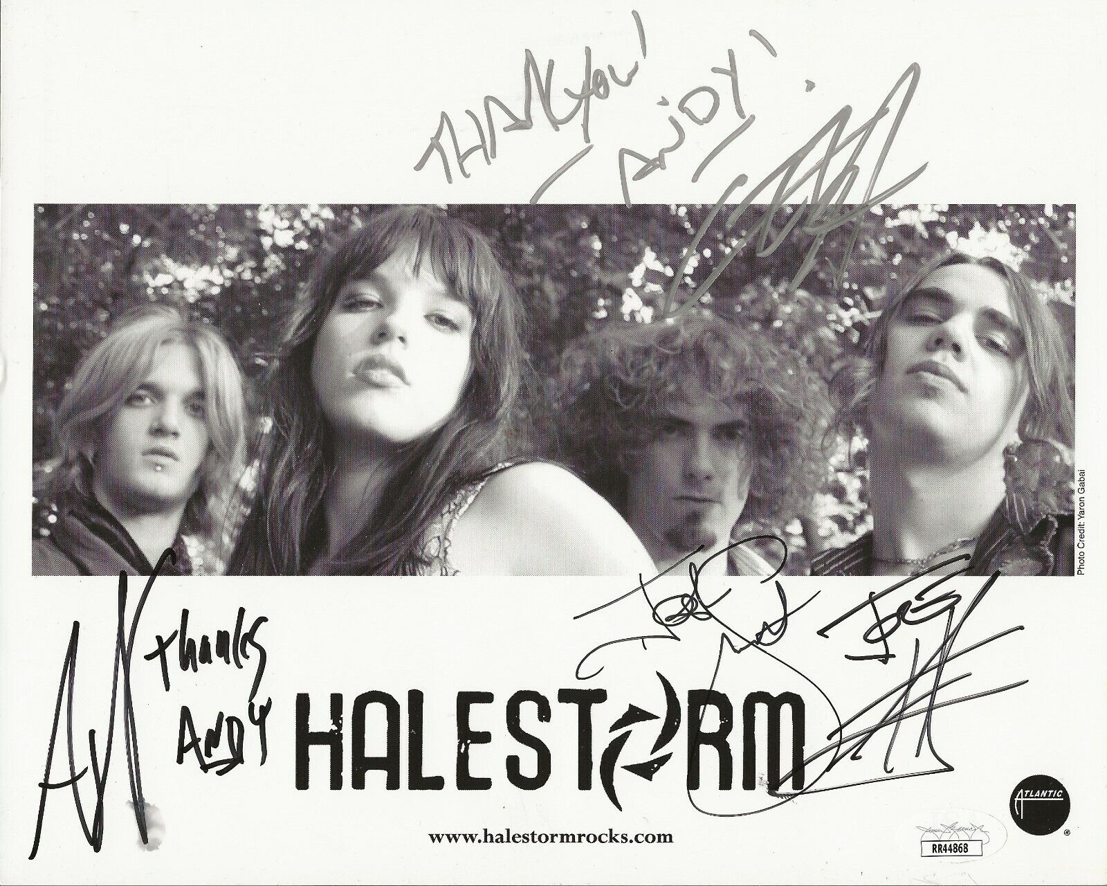 Halestorm REAL hand SIGNED Promo Photo Poster painting JSA COA Autographed Lzzy Hale +3