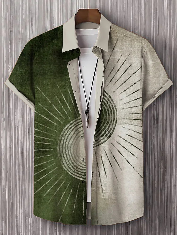 Men's African Sun Abstract Painting Art Print Short Sleeve Shirt