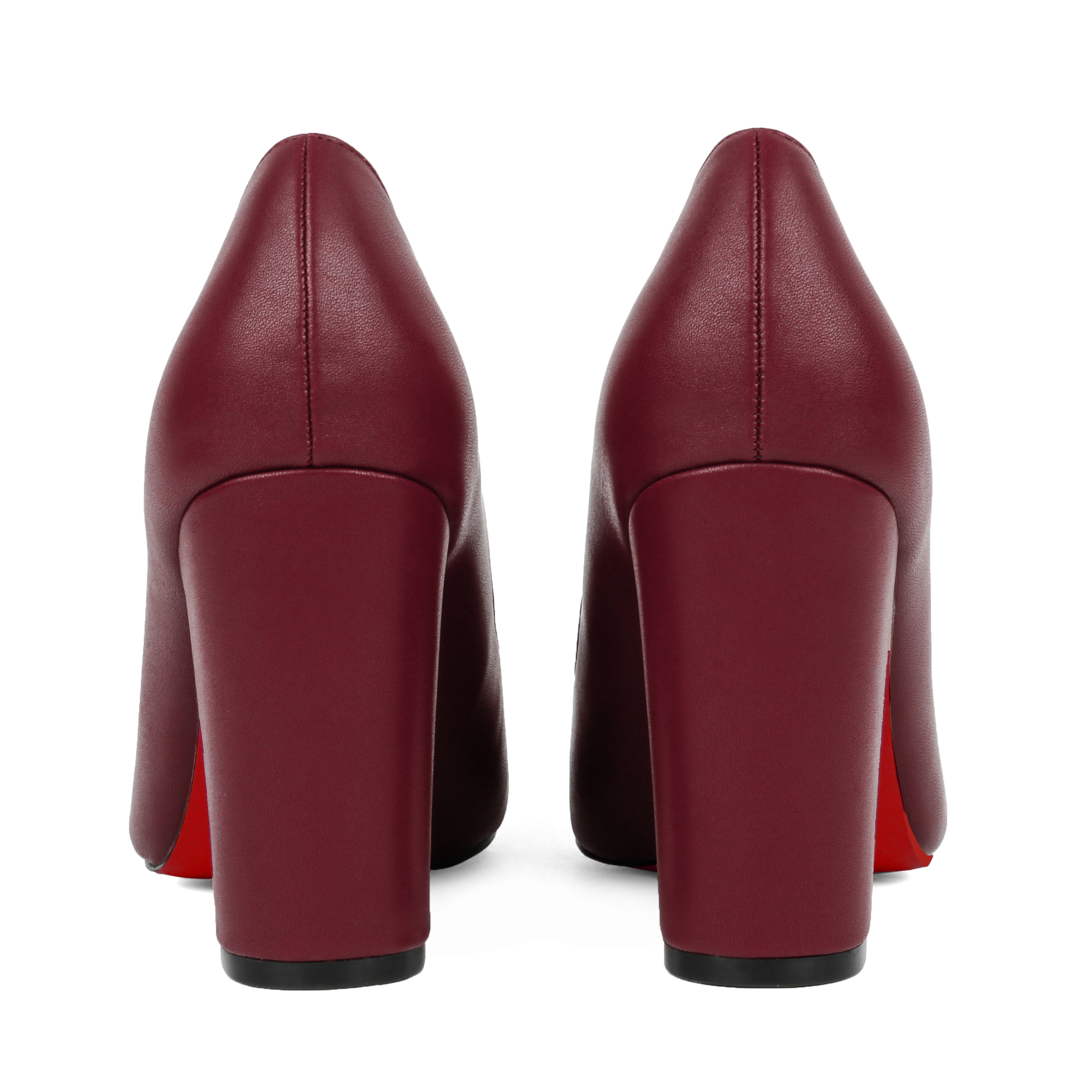 3.5" Women's Chunky Heels Red Bottom Shoes Comfortable Middle Block Heel Matte Pumps-MERUMOTE