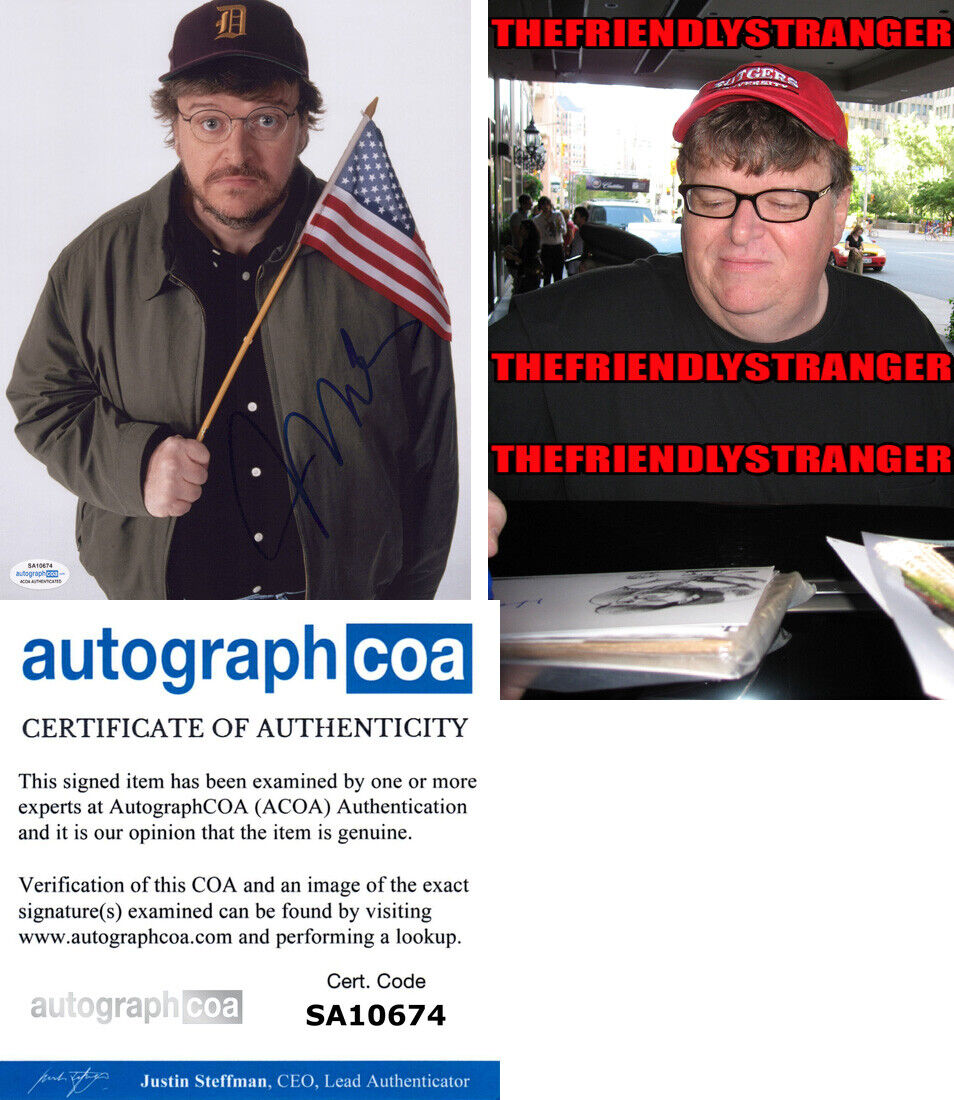 MICHAEL MOORE signed Autographed 8X10 Photo Poster painting a PROOF - Director ACOA COA