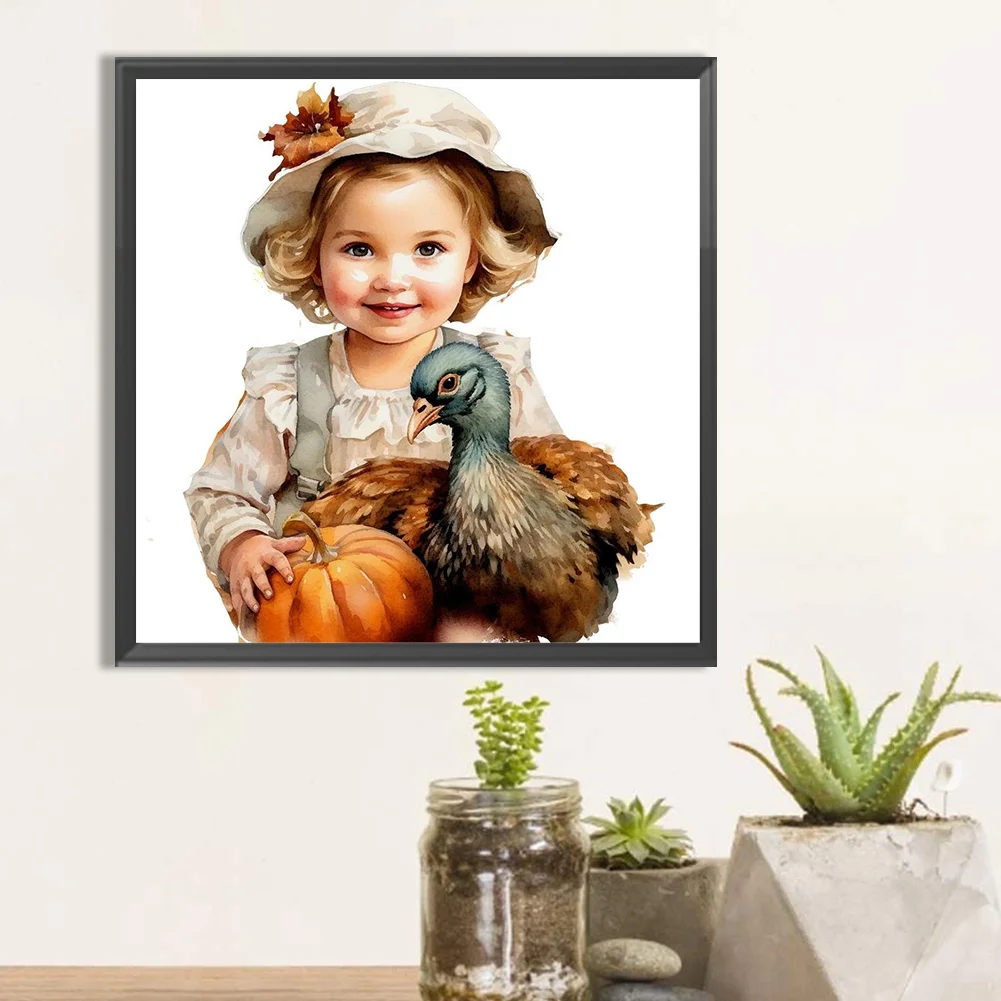 Diamond Painting - Full Round Drill - Harvest Farm Kid(Canvas|40*40cm)