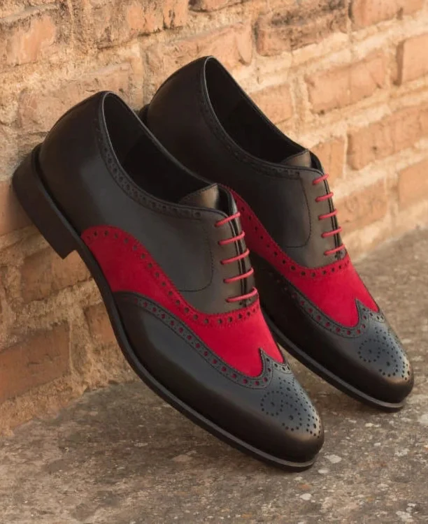 Business Front Lace-Up Colorblock Hollowed PU Leather Shoe 