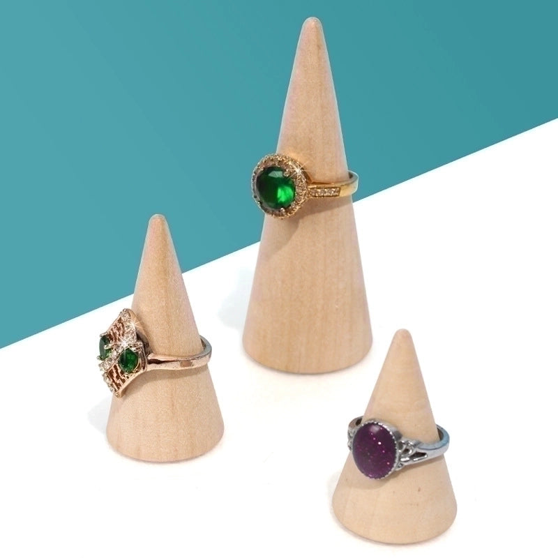 Minimalist Conical Solid Wood Ring Stand Jewelry Rack
