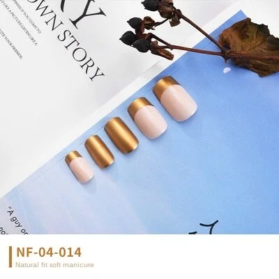 Fake Nails Art French Tips Full Cover Press with Giue Stick Display Set Clear Box Designs False Kiss Waterproof Removable-Nail Inspo