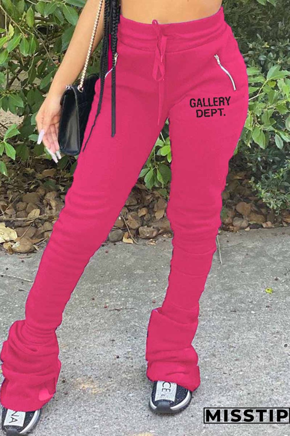 Grey Street Print Letter Mid Waist Bottoms