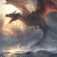 Flying Dragon Over the Ocean - Diamond Painting