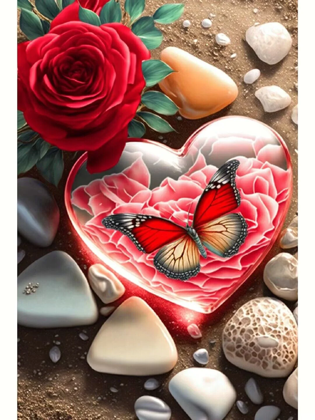 Diamond Painting - Full Round/Square Drill - Butterfly and Rose (30*40 - 50*60cm)