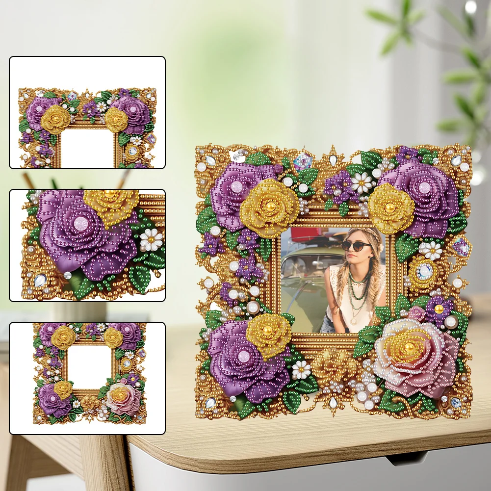 5D DIY Flower Acrylic Special Shape Diamond Painting Picture Frame