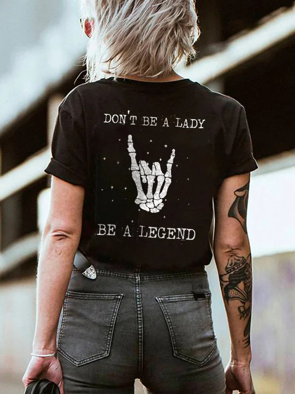 Gothic Dark Rock Finger Letter Crew Neck Short Sleeve T-shirt