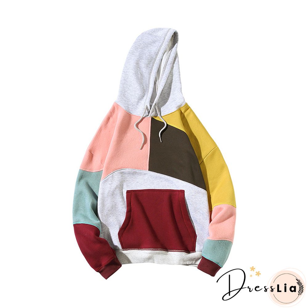 Men's Fashion Color-Block Casual Hoodie