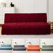 Mymmirical Jacquard Armless Sofa Bed Cover Elastic Cheap Couch Covers for Living Room Washable Removable Slipcovers Folding Settee Case