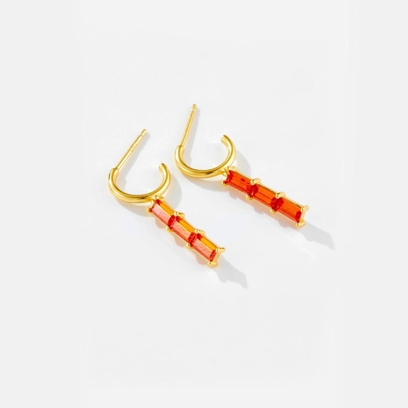 1 Pair 18K Gold Plated White Gold Plated 925 Sterling Silver Geometric Drop Earrings