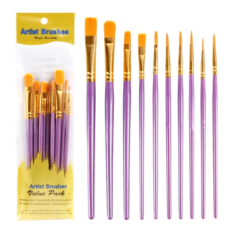 New 10 Blue Plastic Painting Oil Painting Brush Set