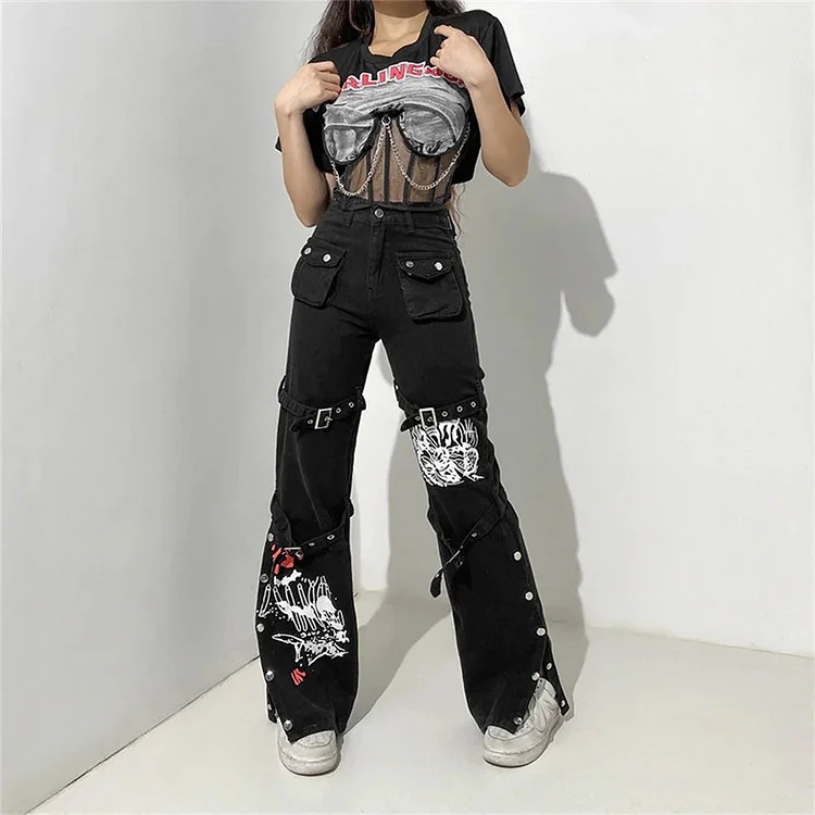 Black Baggy Denim Pants