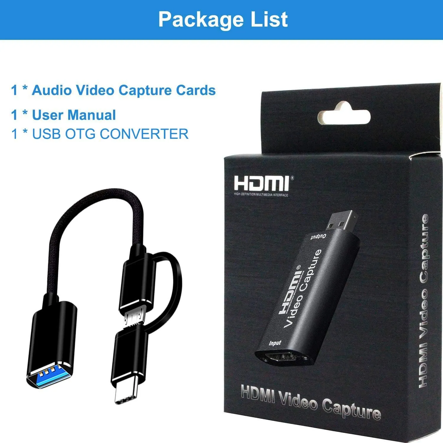 Video Capture Card, HDMI to USB/Micro USB/Type-C Game Capture Card ...