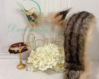 Pornhint Squirrel Ears and Squirrel Tail & Collar - Tail Can Be Customized - COSPLAY - Butt Plug-Animal Ears - Handmade Fox Ears Tail Cat Ears Lolita